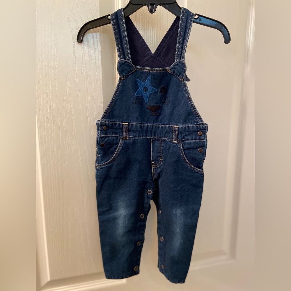 Catimini Baby Bear Denim Jean Overalls Size 6 Months